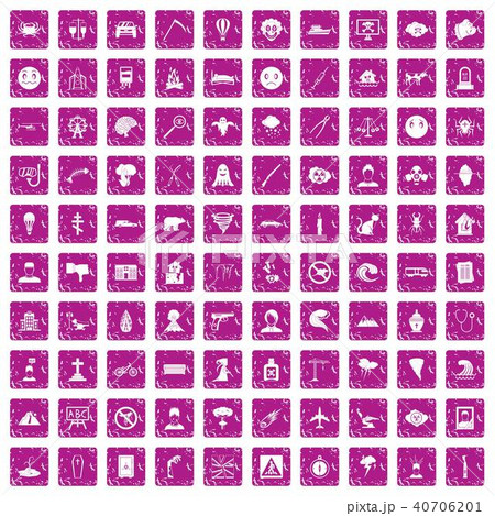 100 phobias icons set grunge pink 100 phobias icons set grunge pink 40706201