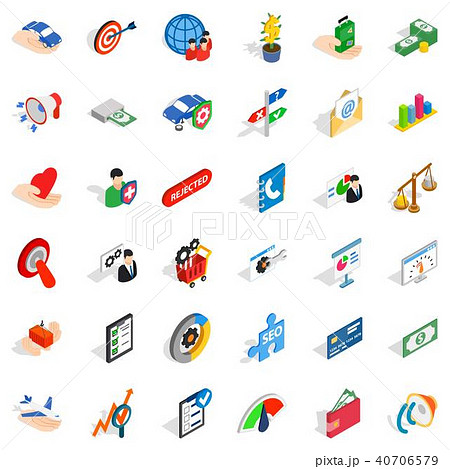 Cash fee icons set, isometric style 40706579