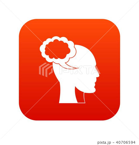 Speech bubble with human head icon digital red 40706594