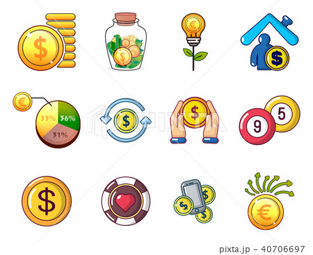 Coins icon set, cartoon style Coins icon set, cartoon style 40706697