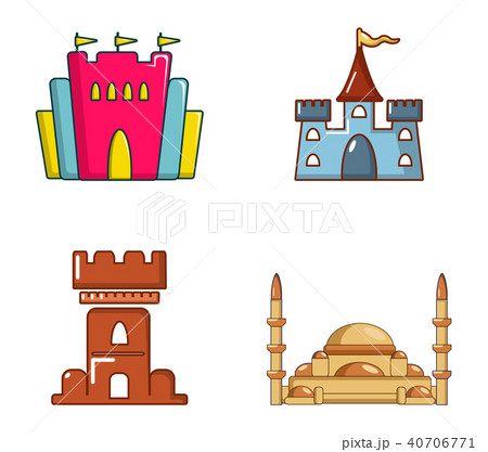 Castle icon set, cartoon style 40706771