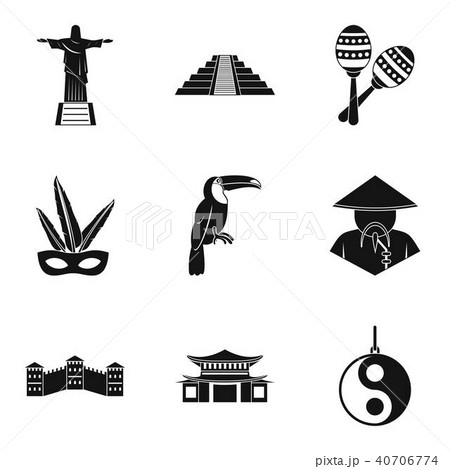 World tour icons set, simple style 40706774