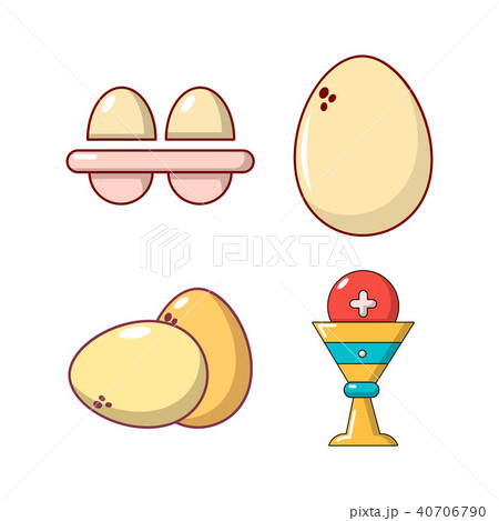 Eggs icon set, cartoon style Eggs icon set, cartoon style 40706790