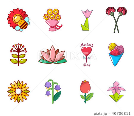 Flower icon set, cartoon style Flower icon set, cartoon style 40706811