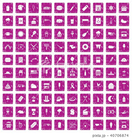 100 street food icons set grunge pink 100 street food icons set grunge pink 40706874