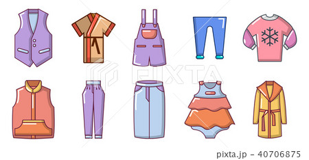 Clothes icon set, cartoon style Clothes icon set, cartoon style 40706875