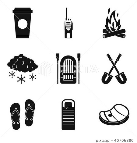 Breathing space icons set, simple style Breathing space icons set, simple style 40706880