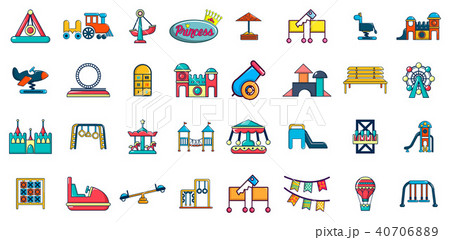 Kid amusement icon set, cartoon style Kid amusement icon set, cartoon style 40706889