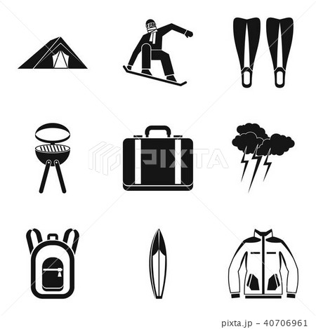 Respite icons set, simple style 40706961