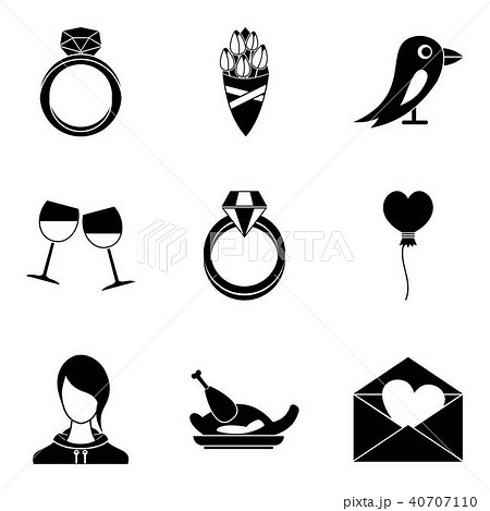 Love icons set, simple style 40707110