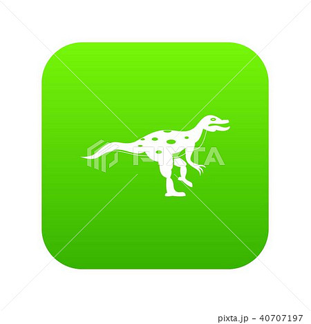 Ornithopod dinosaur icon digital green 40707197