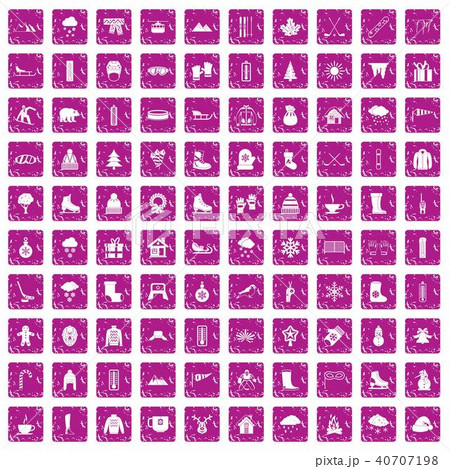 100 winter icons set grunge pink 100 winter icons set grunge pink 40707198