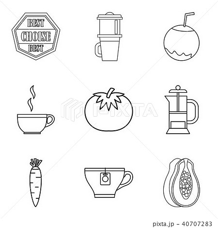 Green table icons set, outline style Green table icons set, outline style 40707283