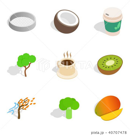 Tropical diet icons set, isometric style 40707478