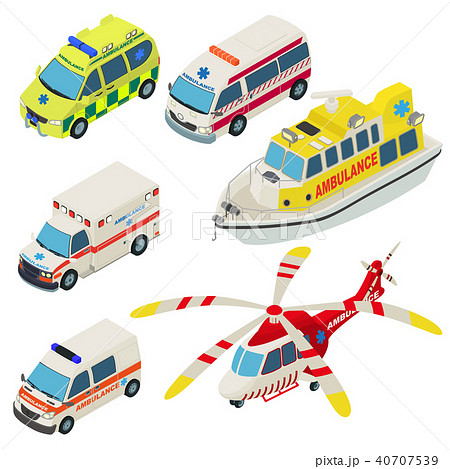 Ambulance transport icons set, isometric style 40707539