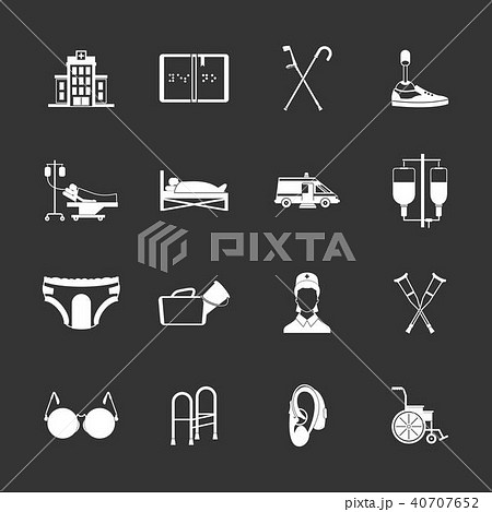 Disabled people care set grey vector 40707652