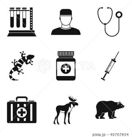 Animal care icons set, simple style Animal care icons set, simple style 40707654