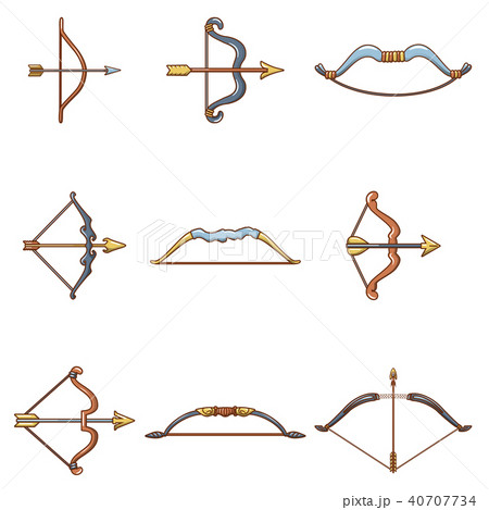 Bow arrow weapon icons set, cartoon styleのイラスト素材 [40707734] - PIXTA