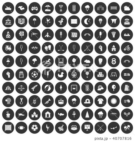 100 childrens playground icons set black circle 100 childrens playground icons set black circle 40707816