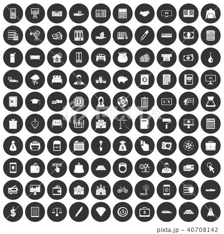 100 credit icons set black circle 40708142