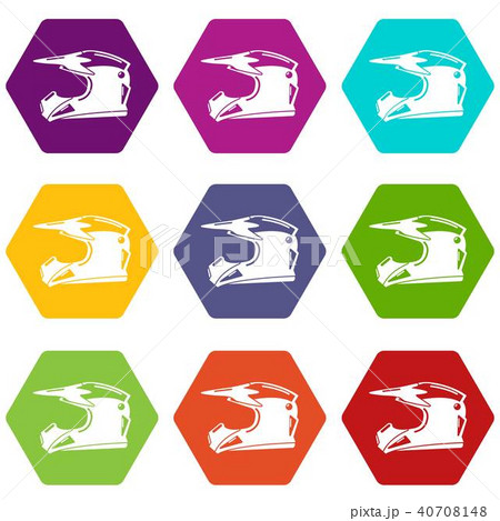 Motorcycle helmet icons set 9 vector Motorcycle helmet icons set 9 vector 40708148