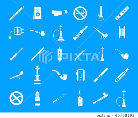 Smoking icon blue set vector 40708192