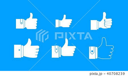 Thumb up icon blue set vector 40708239