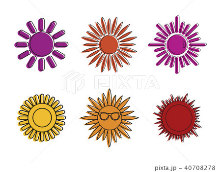Sun icon set, color outline style 40708278