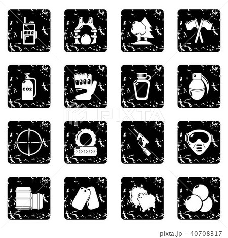 Paintball icons set grunge vector 40708317