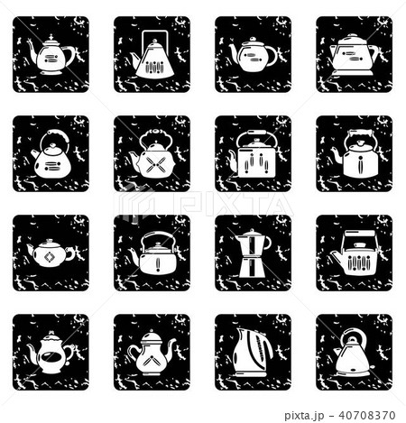 Teapot icons set grunge vector Teapot icons set grunge vector 40708370
