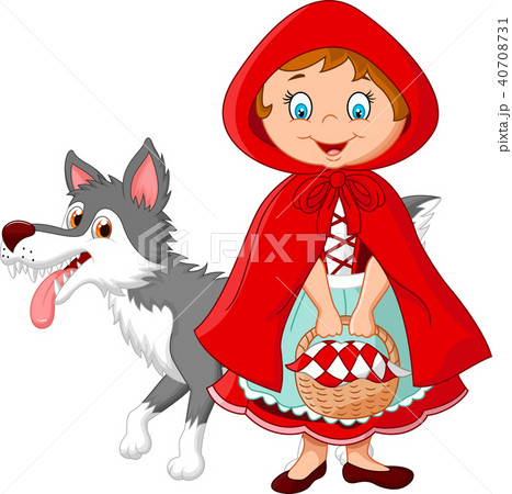 Cartoon fairy princess with robe and cute wolf Cartoon fairy princess with robe and cute wolf 40708731
