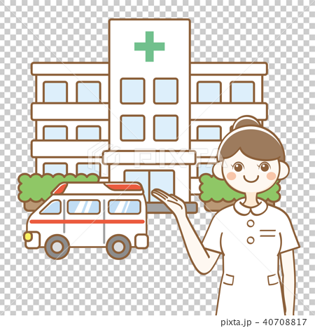 病院 看護師 救急車のイラスト素材