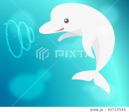 シロイルカとバブルリングのイラスト素材