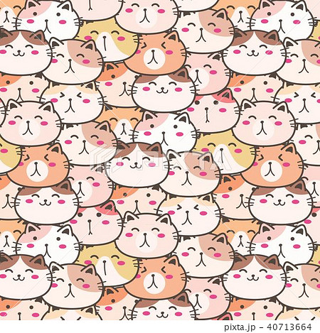 Cute Cats Vector Pattern Background. Fun Doodle. Cute Cats Vector Pattern Background. Fun Doodle. 40713664