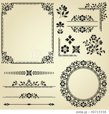 Vintage Set. Floral elements for design monograms 40715556