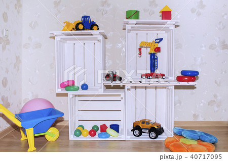 Kids room , Wallpaper and wooden crates Kids room , Wallpaper and wooden crates 40717095