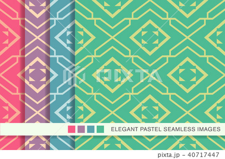 Seamless pastel retro pattern background set Seamless pastel retro pattern background set 40717447