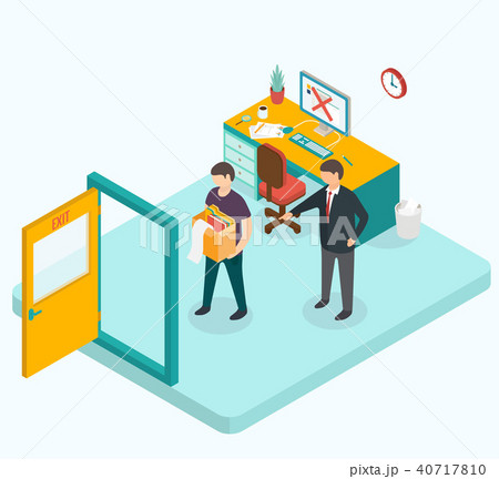 Boss dismissed employee. Isometric 3d vector illustrations Boss dismissed employee. Isometric 3d vector illustrations 40717810