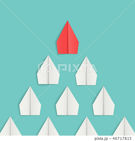 Leadership concept with red paper airplane leading among white. Leadership concept with red paper airplane leading among white. 40717815