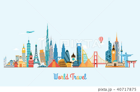 World skyline. Travel and tourism background. 40717875