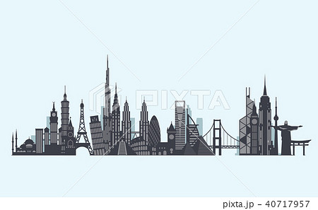 World landmarks silhouette. Travel and tourism background. 40717957