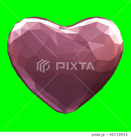 heart made in low poly style isolated on green background. 3d 40719933