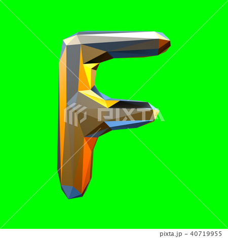 Capital latin letter F in low poly style isolated on green background Capital latin letter F in low poly style isolated on green background 40719955