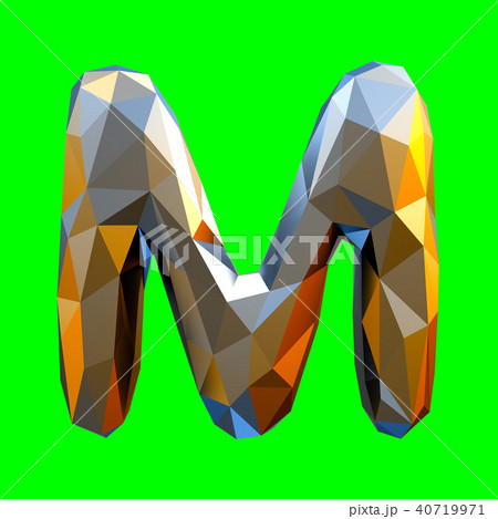 Capital latin letter M in low poly style isolated on green background 40719971