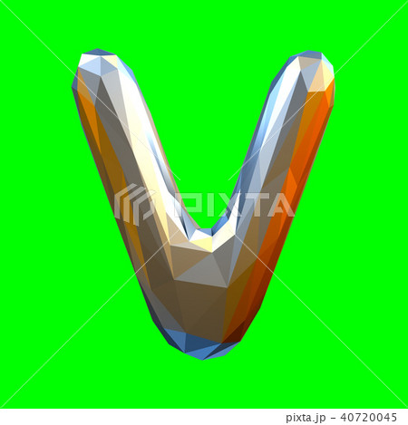 Capital latin letter V in low poly style isolated on green background 40720045