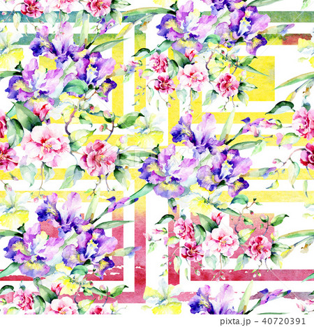 Colorful bouquet. Seamless background pattern. Fabric wallpaper print texture. 40720391