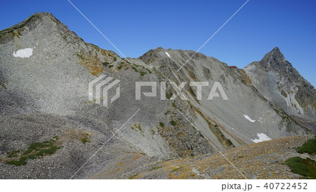 左から、中岳、大喰岳、槍ヶ岳の3000メートル峰 40722452