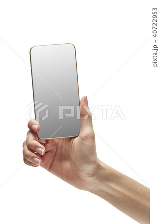 woman hand hold and touch screen smartphone 40722953