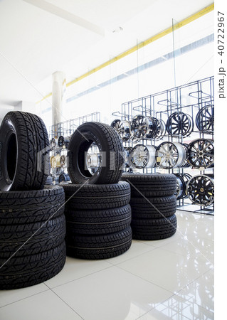 New car tires in a row New car tires in a row 40722967