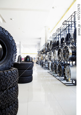 New car tires in a row New car tires in a row 40722970